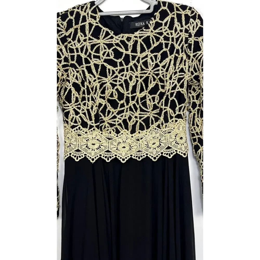 Women's Refka Gold and Black Long Sleeve Maxi Dress size 9 - Picture 5 of 6